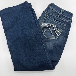 Ariat Ocean Real Riding Jeans WOMENS Blue Whipstitch Bootcut Denim SIZE 32 x 30